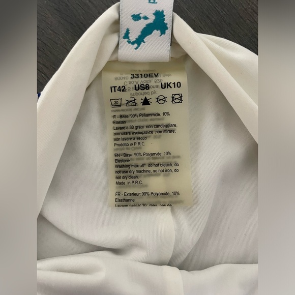 Vacanze Italiane Blue and White Embroidered Striped Halter Bikini - Picture 9 of 10